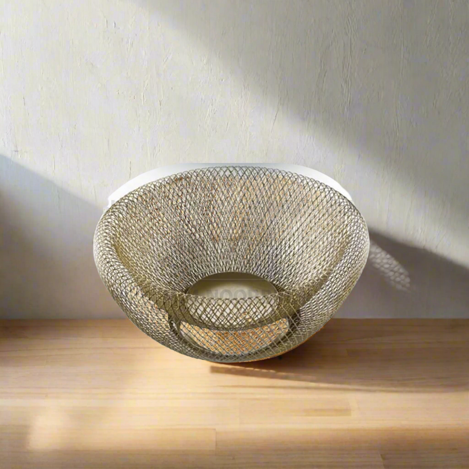 Mcoco Mesh Steel Multipurpose Round Storage Basket, Black and Gold Color Each - YI-8813