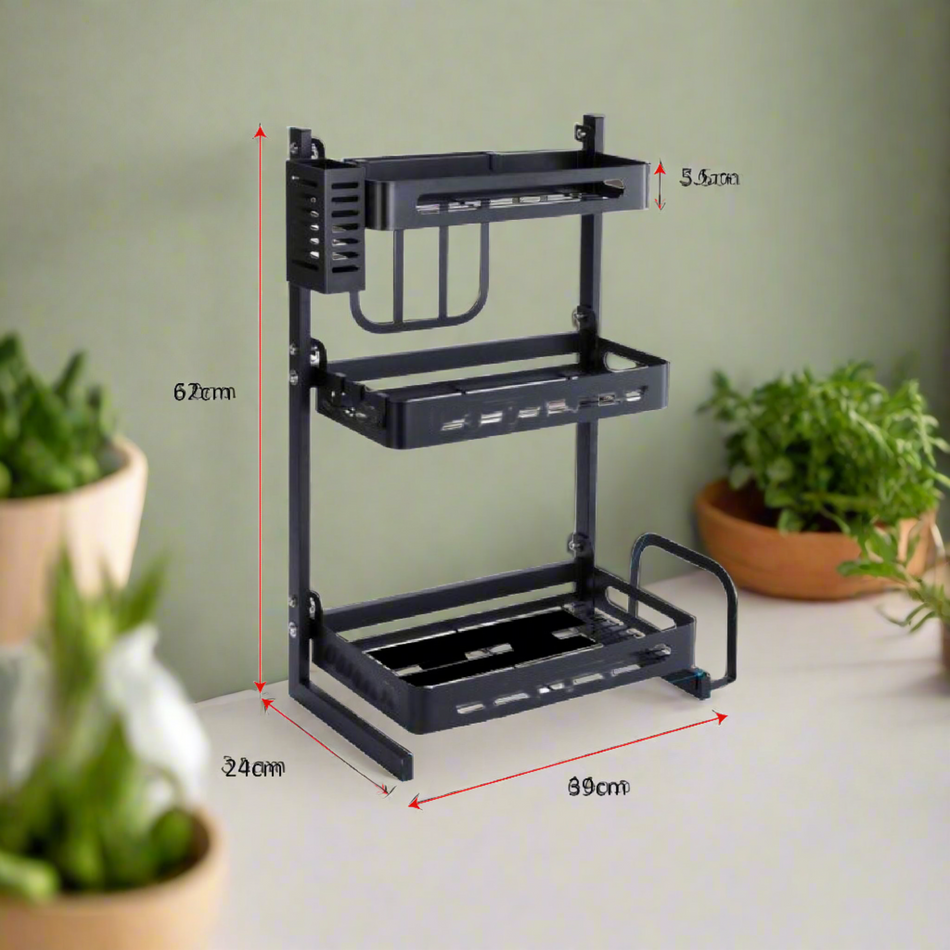 Mcoco Spice Rack 02 & 03 Shelves Small & Medium Black Colour - SR0
