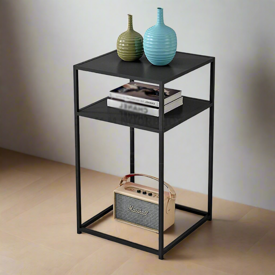Mcoco Steel Multipurpose Side Table Black Color (34X34.5X58CM) - YI-DS002