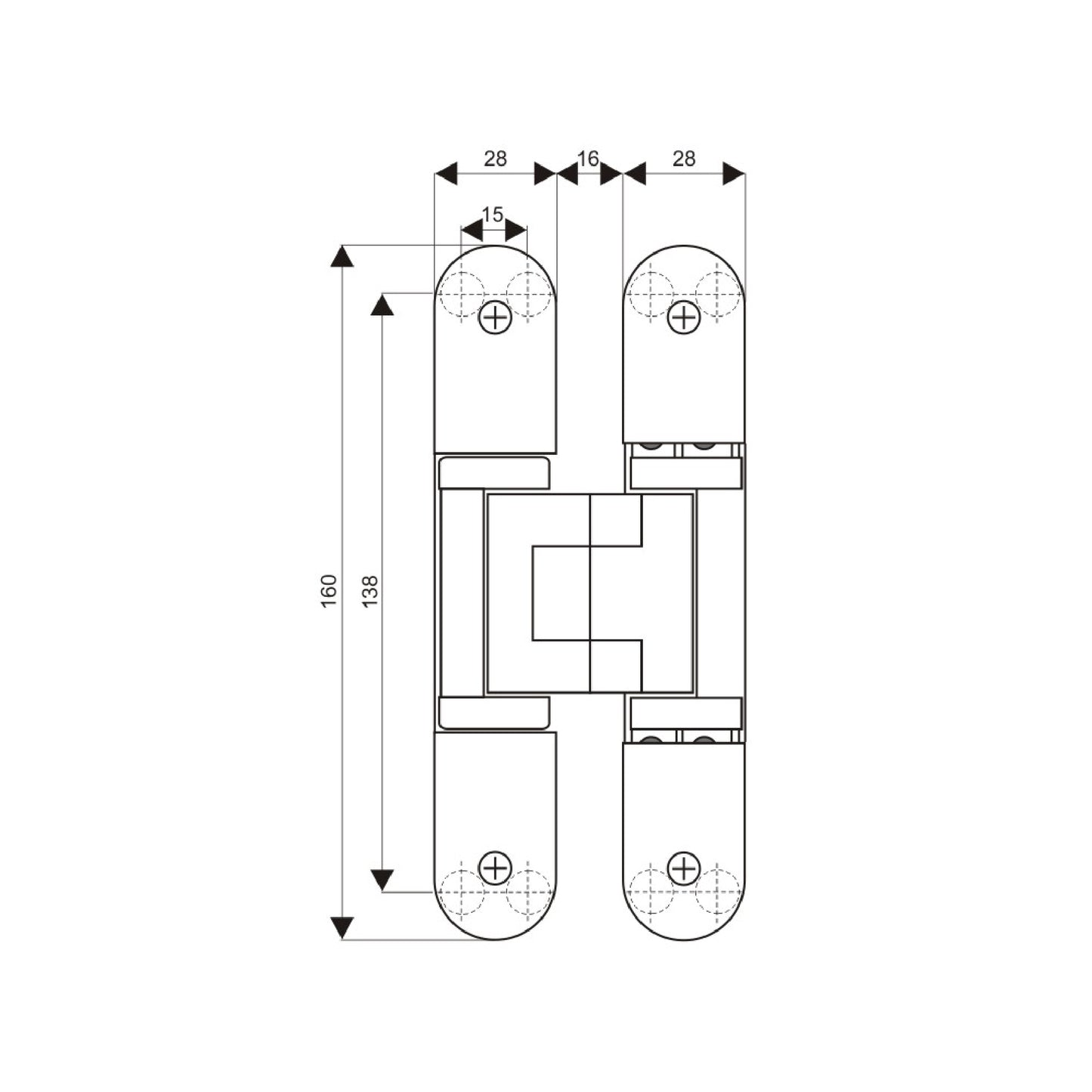 EuroArt 3D Adjustable Concealed Hinge , Size 28 x 160mm ,SSS,BL/PVD, MBL & SB Finish - 3D1