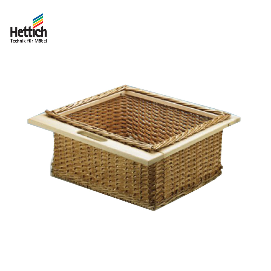 Hettich Beach Wooden Wicker Basket with Railing, Height 210 & 300mm, Wooden Frame Solid Beech - HT4190