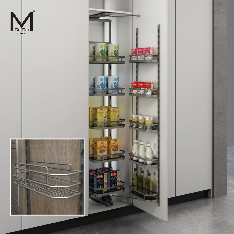 Mcoco Larder Pullout Dimension 530x365x(1920-2220)mm Steel Chrome Plated & Nono Coating Finish - TGM456