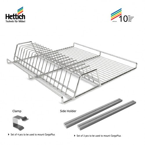 Hettich CargoPlus Saucer Inlet, Width 450 & 600mm, Stainless Steel Chrome Plated - HT92166