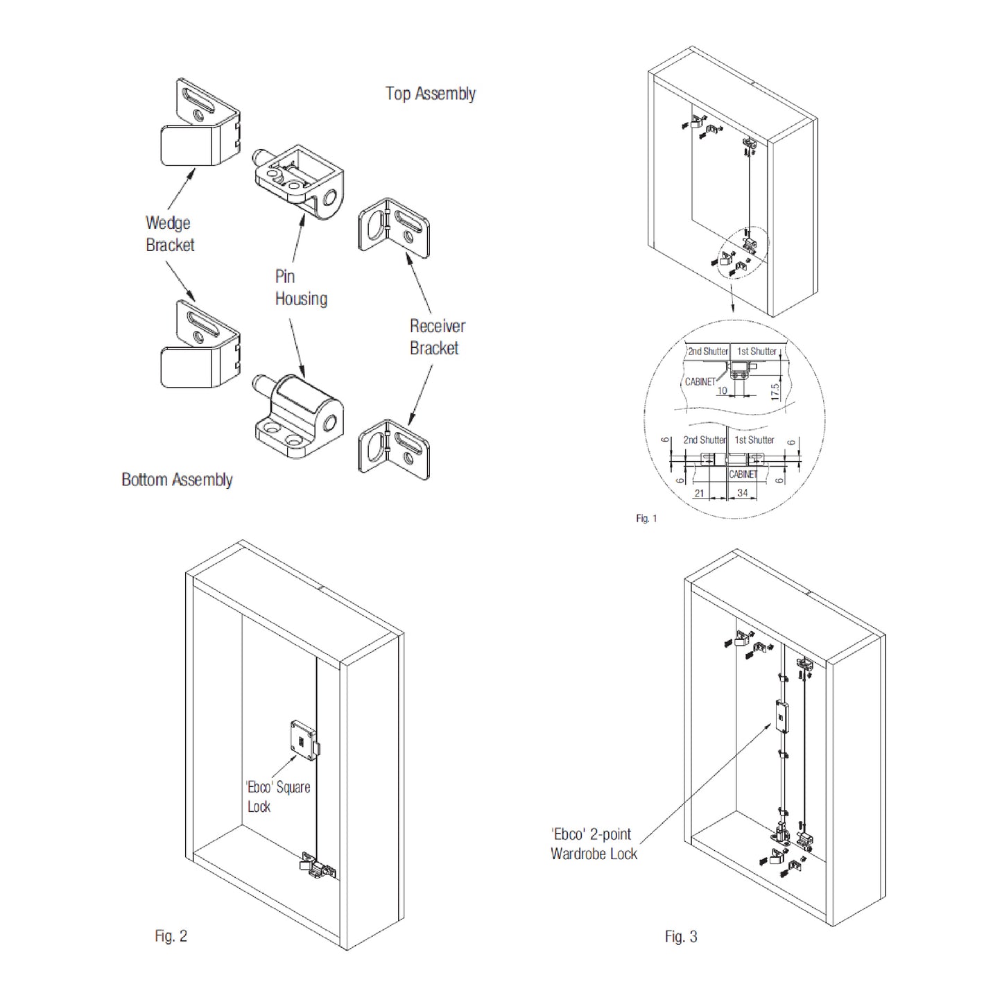 Ebco Auto Bolt Latch For Ovelay & Inset Shutters Grey finish - ABL.1