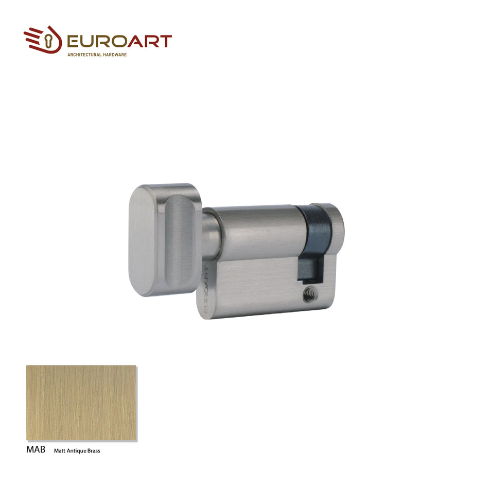 EuroArt Single Thumb Turn Cylinder, Size 45mm, SN,MAB & MBL Finish - CYD545