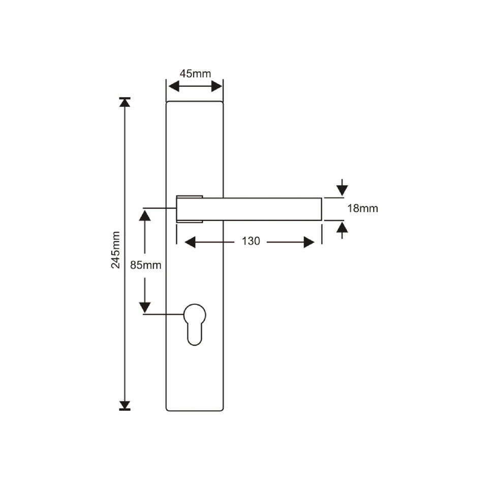 EuroArt Lever Handle With Back Plate Dimension 245x45x130mm Satin Nickel Finish - EBAR1040.72SN