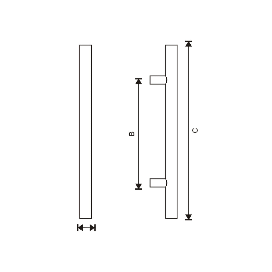 EuroArt Pull Handles T Shape Size 600mm Black PVD Colour - PHS1122/BB/BL/PVD