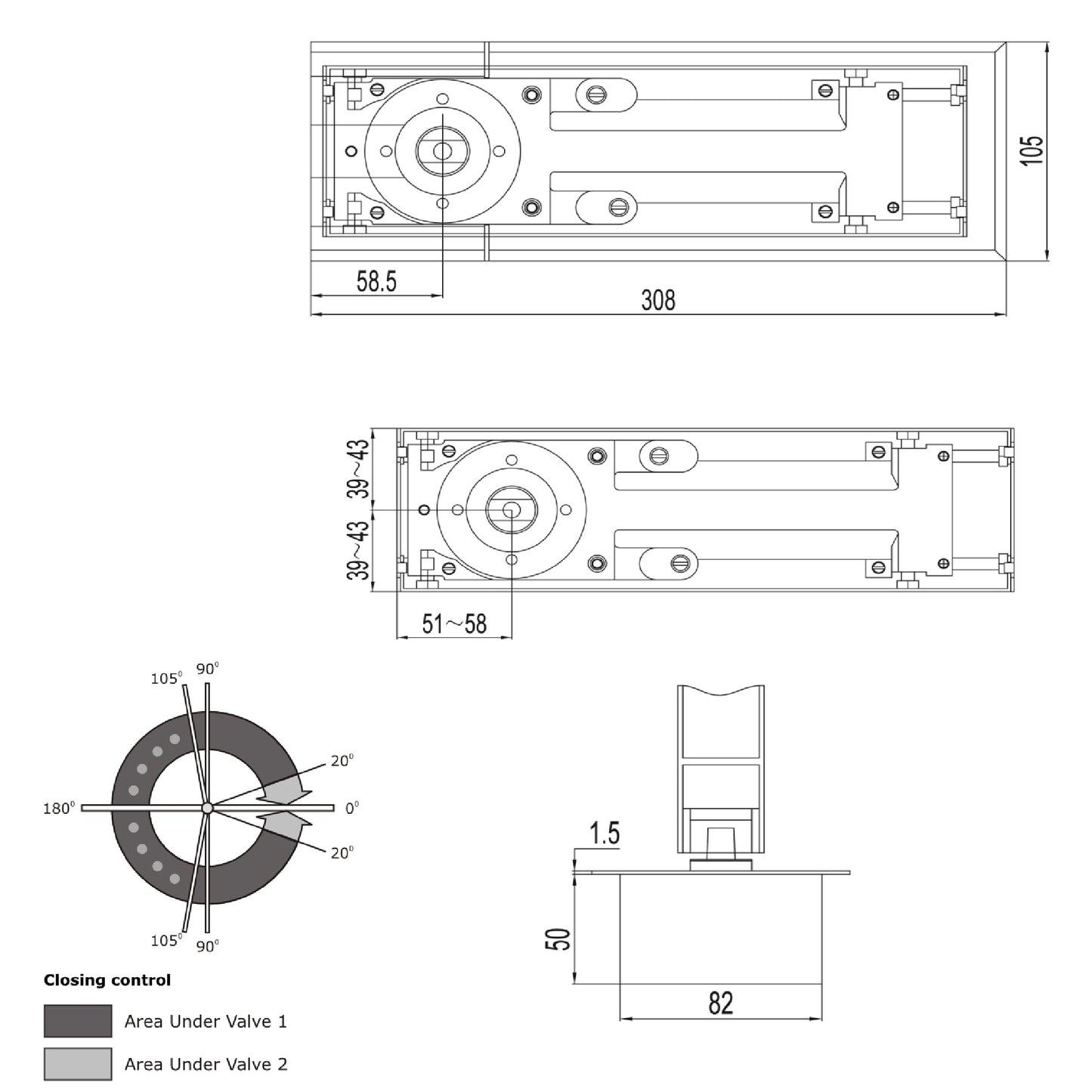 EuroArt Floor Spring Without Hold Open - FS7524