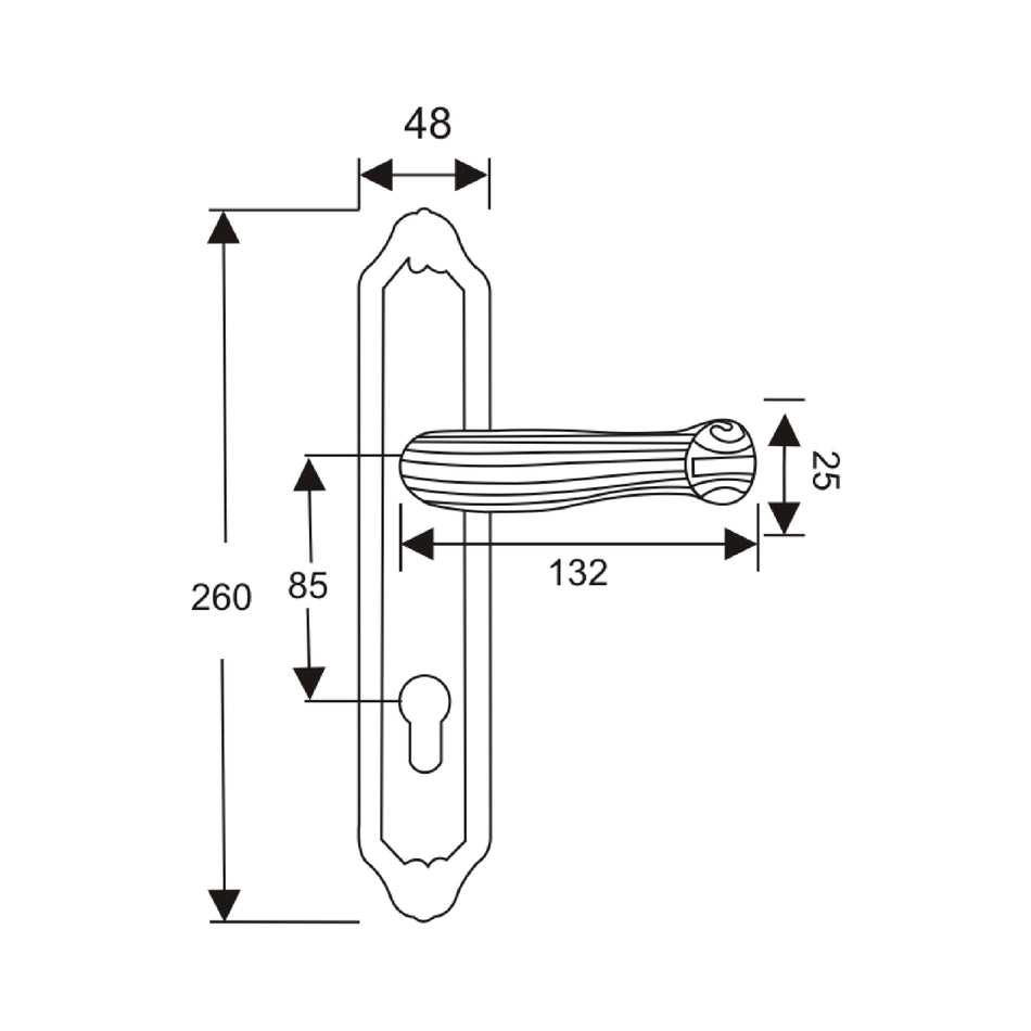 EuroArt Main Door Lever Handle On Backplate, 72mm Centres , MAB Finish (Pair) - EBAR1000/72/MAB