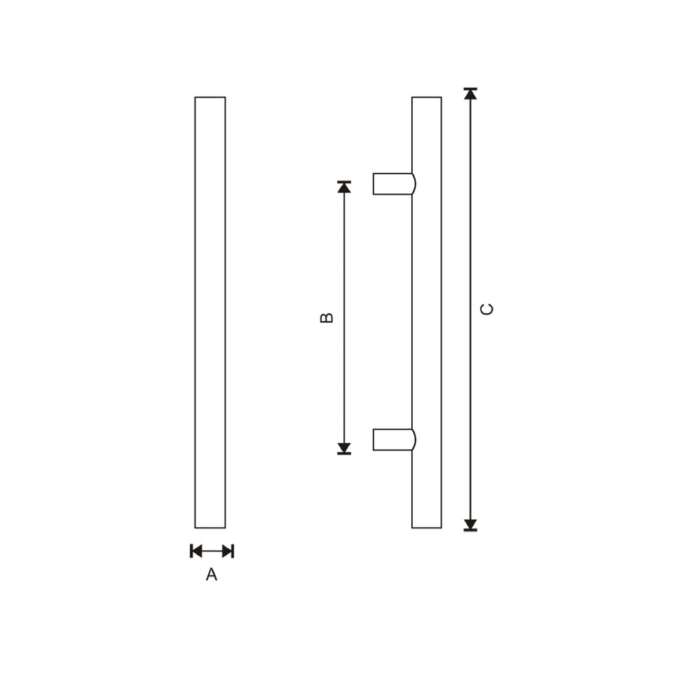 EuroArt T Bar Pull Handle , Size 419mm,450mm,600mm,775mm & 1200mm , Stainless Steel Finish - PHS3