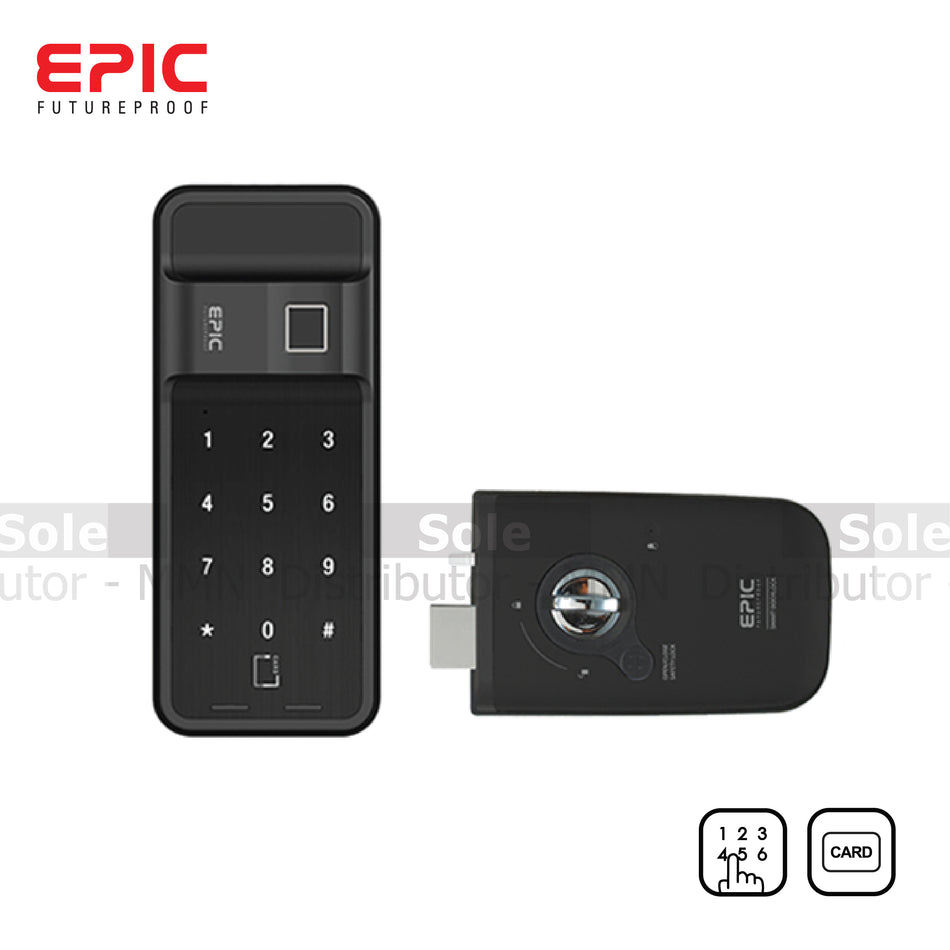Epic Mini Digital Rim Lock Open With 2 Way Option Black Finish - ES-300D