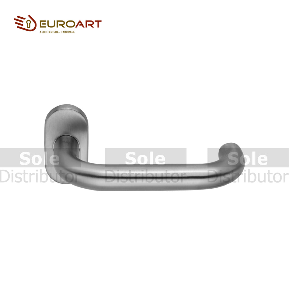 EuroArt Tublar Lever on Rose Handle Dimension 140x63x33mm Satin Stainless Steel - LRS151+NES003(2)/SSS