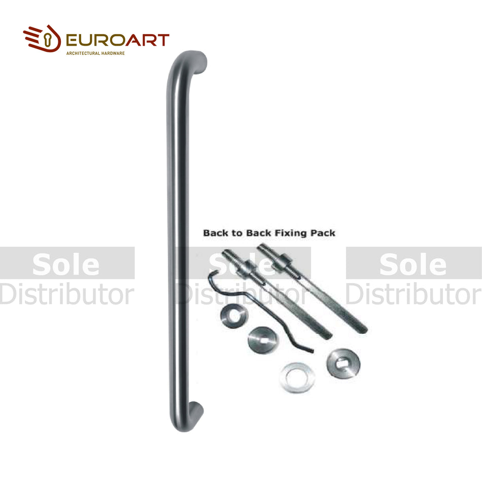 EuroArt Main Door D Pull Handle, 25 x 600mm Bolt Through and Back to Back Pair on Rose - PHS123BB/SSS