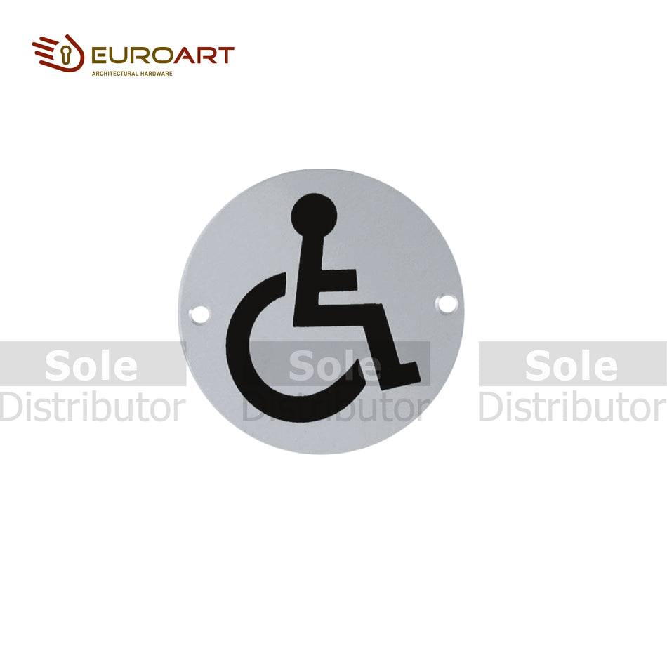 Euroart Disabled Circular Symbol Signage, Size 76mm Diameter , Finish Satin Stainless Steel- SIGN204/SSS