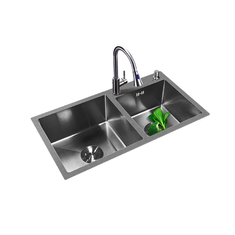 Mcoco Kitchen Sink Double Bowl without Drain Board Stainless Steel 304 Grade - GCSINKD