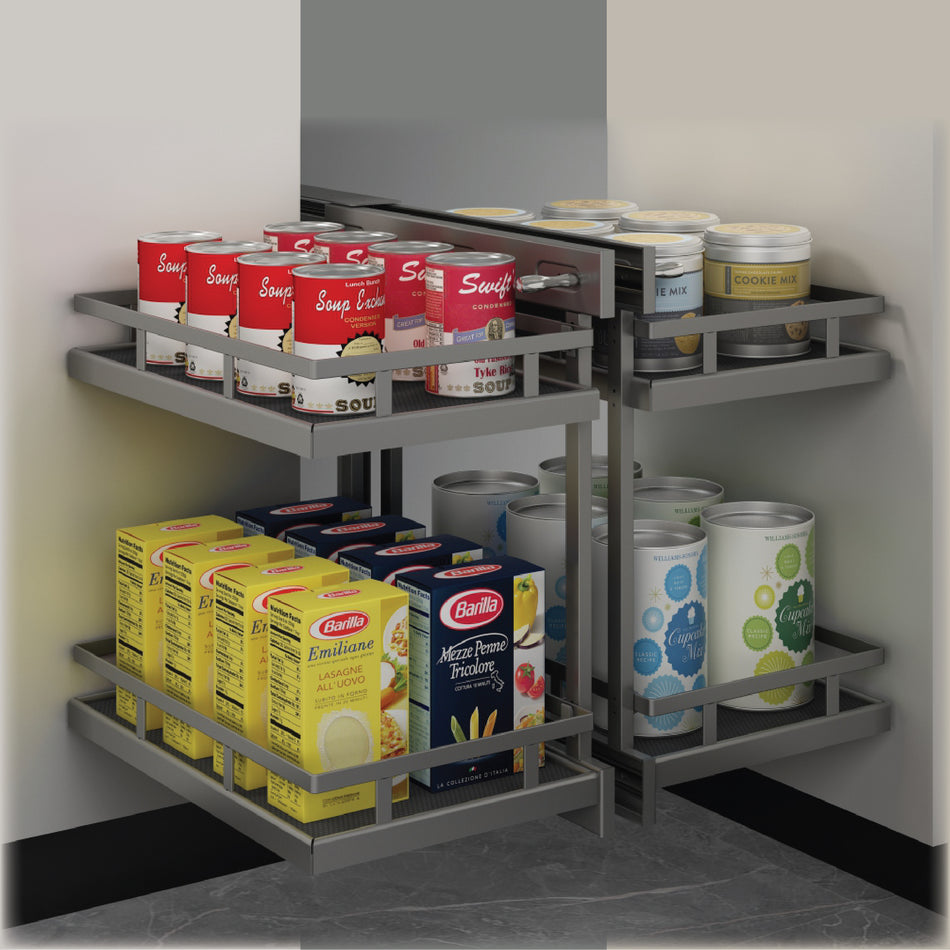 Mcoco Kitchen Magic Corner Rack Pullout With Soft Closing  Chrome Plated & Nano Coating Finish - TR90C / GS90C