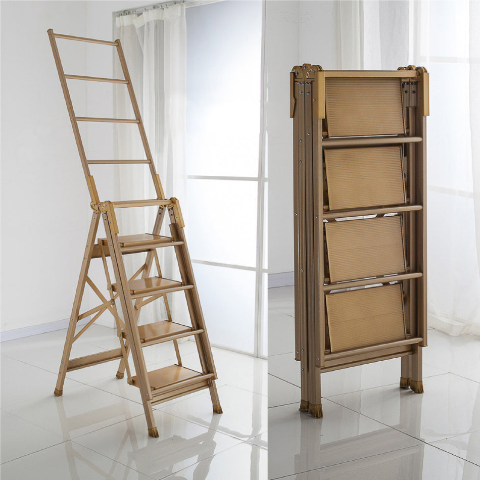 Mcoco Home Foldable Cloth Rack With 4 & 5 Steps Ladders Aluminium Gold Colour - HF061101