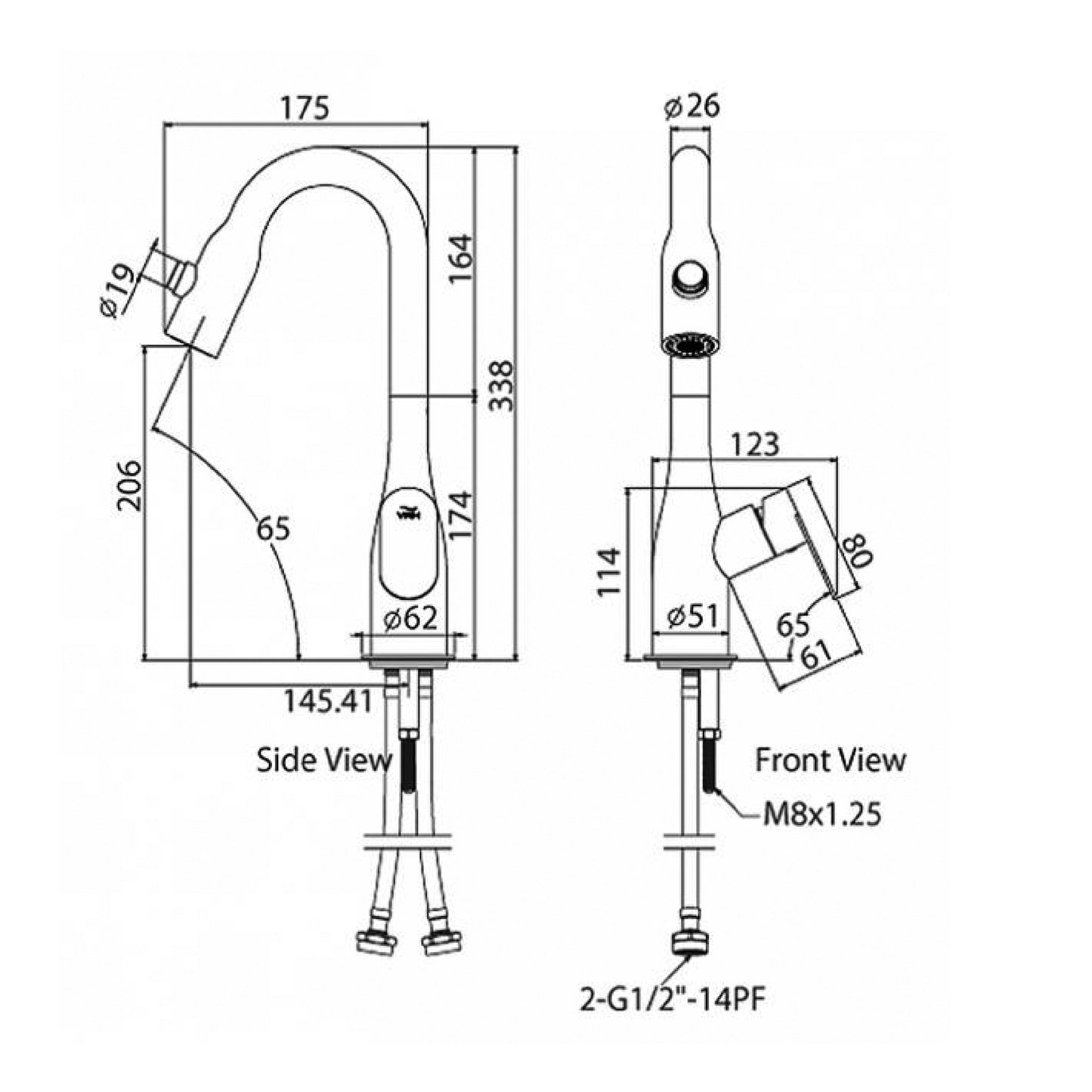 VRH Deck Single Sink Faucet With Altemative Water Spray Button Flow Model, Stainless Steel - HFVSP.1001F3