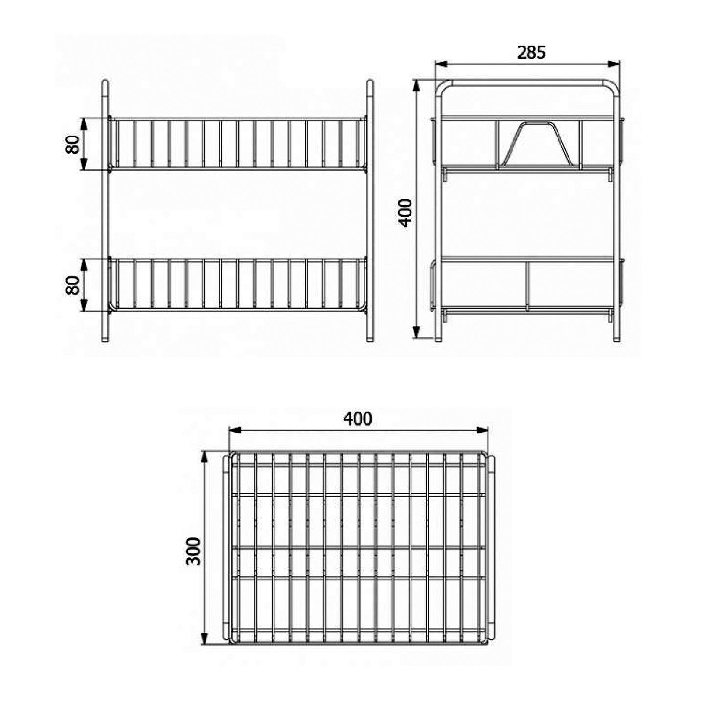 VRH 2 Shelf Stand Dish Rack, Size H400xL300xW400mm, Stainless Steel- HW106.W106