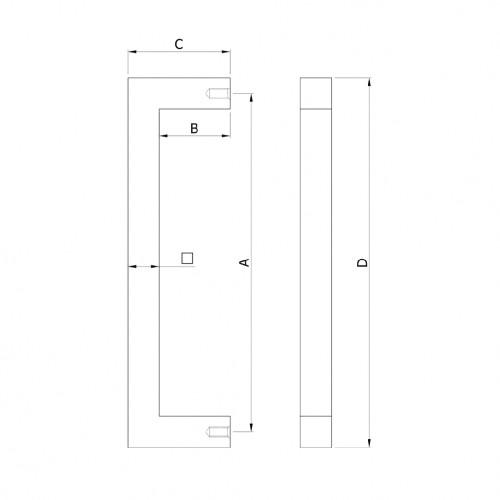Kich Main Door Square Pull Handle , Size 300mm,450mm,600mm & 900mm , Stainless Steel 316 Grade Finish (Pair)-KPH8225