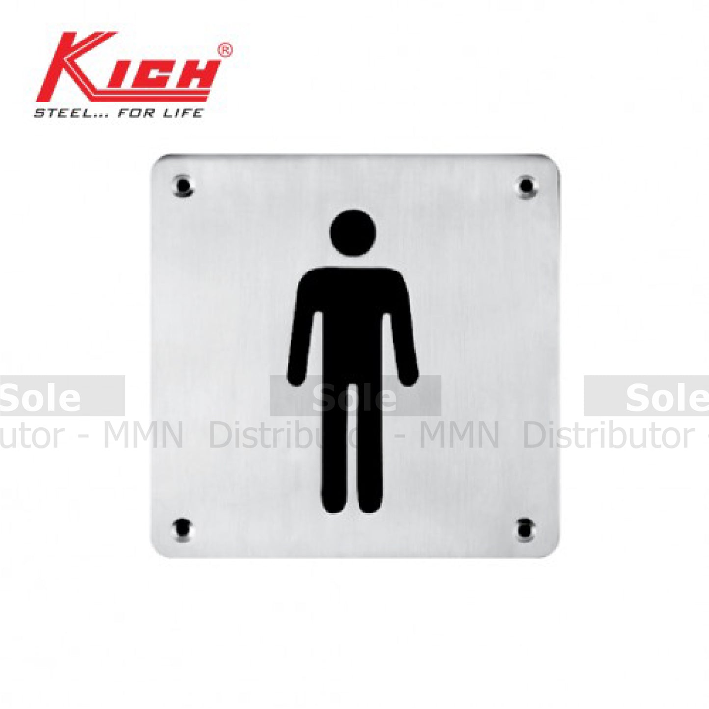Kich Sign Plate Male, Size 100x100x1.2mm, Stainless Steel 304 Grade - KKLSB2MSSS