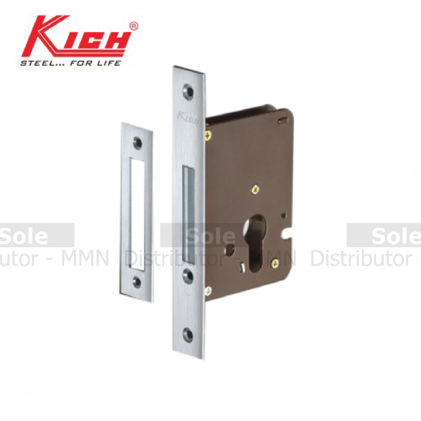 Kich Mortice Dead Bolt Lock Body, Backset 50mm, Stainless Steel Main & Strike Plate, Brass Deadbolt - KMDB2S