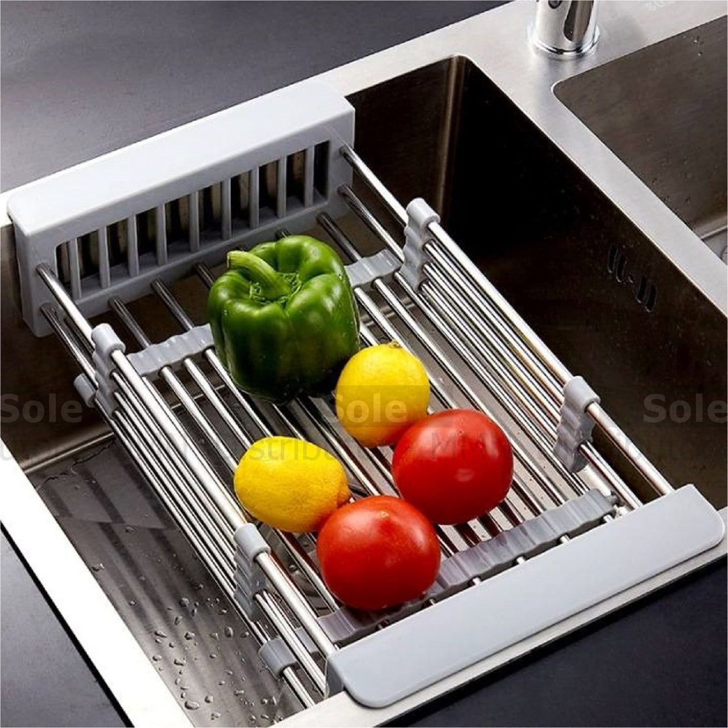 Mcoco Adjustable Drainer Tray For Plates & Cups Dimension 23cm x 9cm x 24-38cm Stainless Steel - SPDT