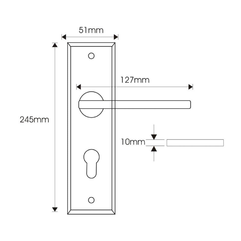 EuroArt Lever Handle On Investment Casting Plate Dimension 51x245x127mm Stainless Steel - LBS710/SSS