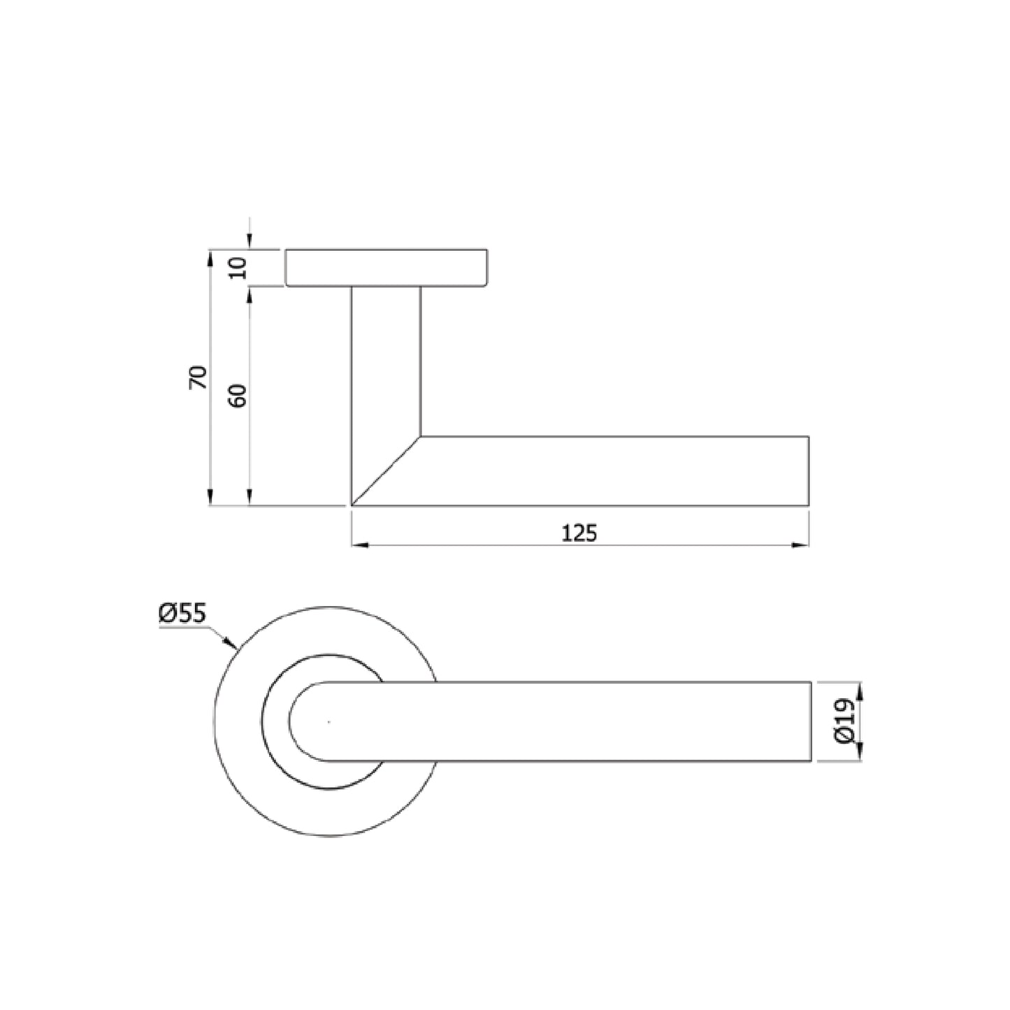 Kich Mortise Lever Handle Set With Escutcheons, Diameter 19mm, 316 Stainless Steel Finish- KLH1921SS