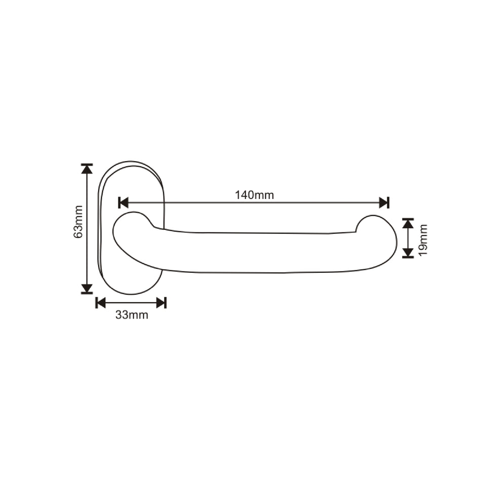 EuroArt Tublar Lever on Rose Handle Dimension 140x63x33mm Satin Stainless Steel - LRS151+NES003(2)/SSS