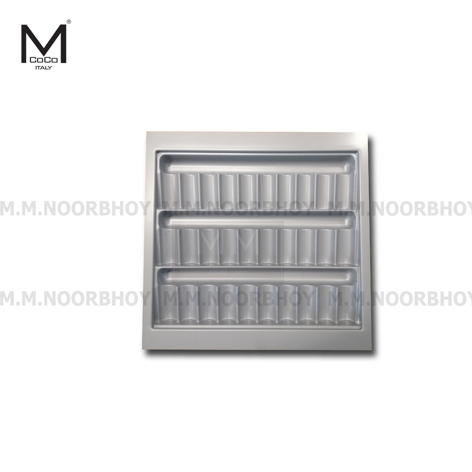 Mcoco Kitchen Glass Tray , Size 390x520x50mm & 540x520x50mm , Plastic Matt Gray.