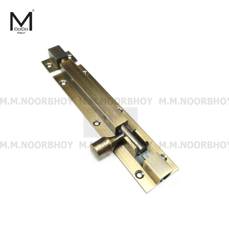 Mcoco NB Tower Bolt, Sizes 3 to 60 Inches, Antique Brass, Stainless Steel, Graphite Grey & Polished Brass Finishes - TBM