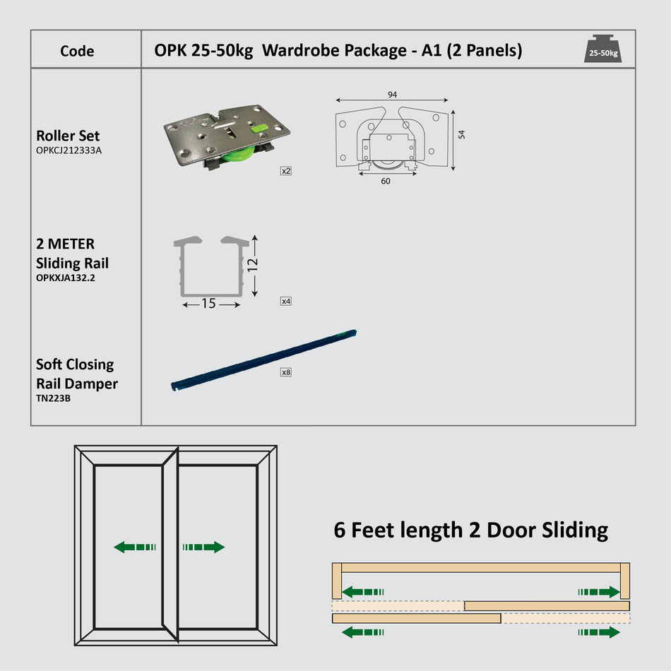 Opk Sliding Wardrobe System  - 25-50Kg Package A1 (2 Panels)