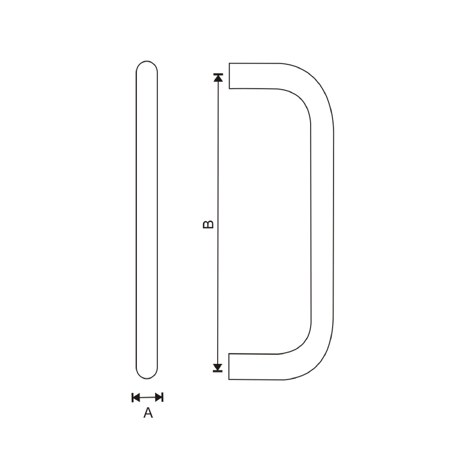 EuroArt Main Door D Pull Handle, Size 19 x 150mm ,19 x 225mm & 19 x 300mm , Stainless Steel Finish - PHS10