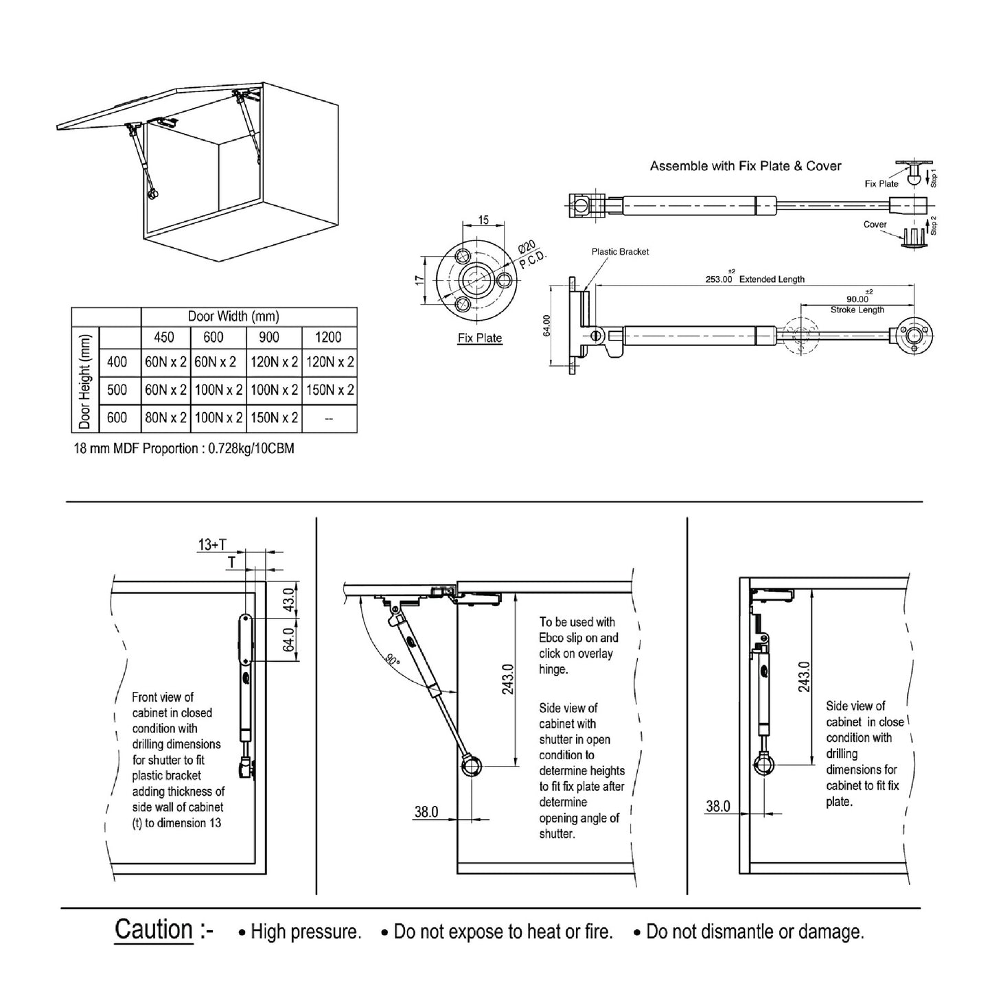 Ebco PRO LIFT SOFT close LIDSTAY - PLC.10SC