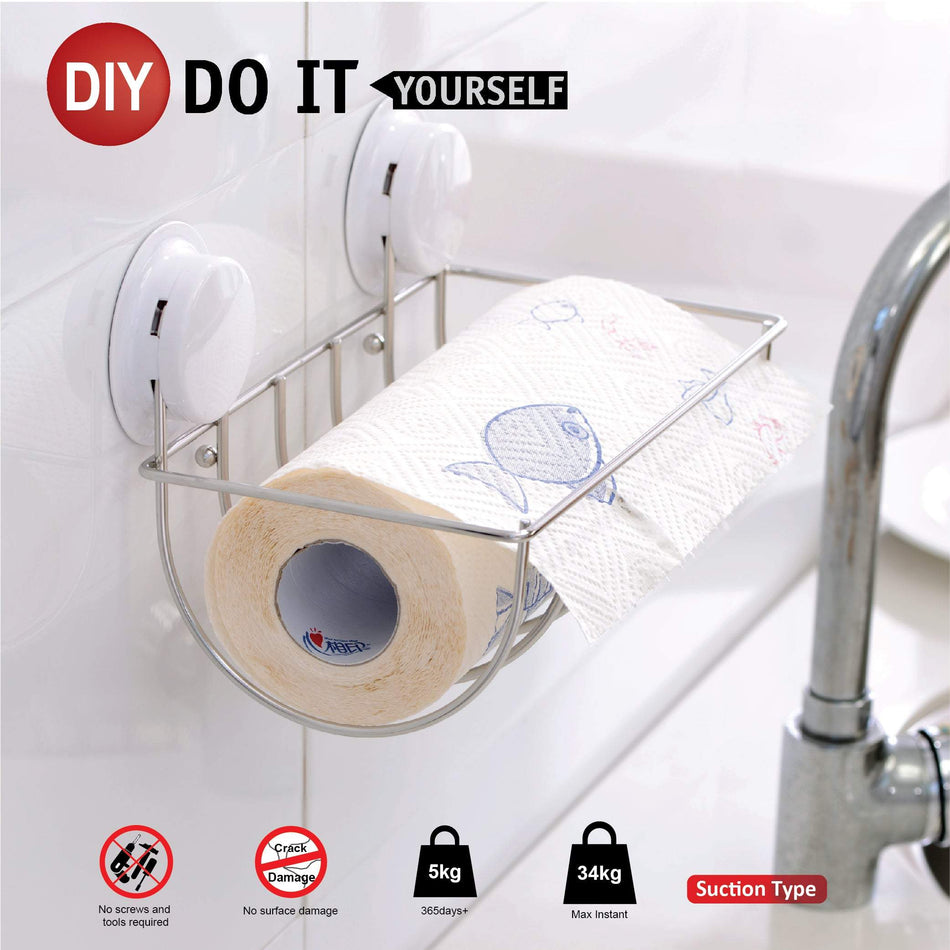 The Suction organizer is designed to put a paper towel in the kitchen, then mount on the wall surface.  The stainless steel holder rack is rustproof well, easy to clean it you get dirty, just use paper wipe out.