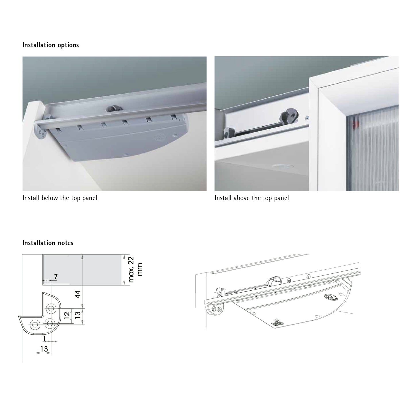 Hettich TopLine 22 - ස්ලයිඩින් දොරවල් සඳහා damping පද්ධති