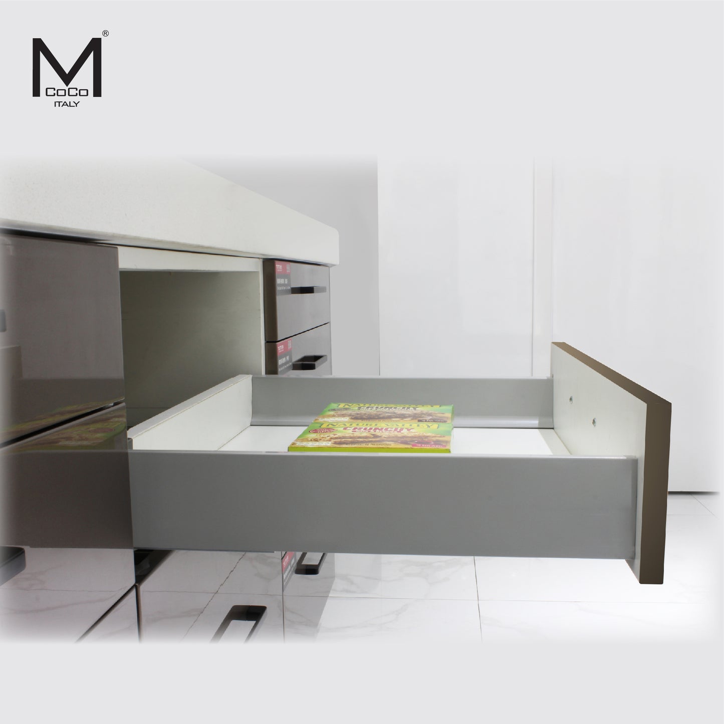 Mcoco Double Wall Low Drawer, Length 500mm, Dark Grey Finish - S80L.500