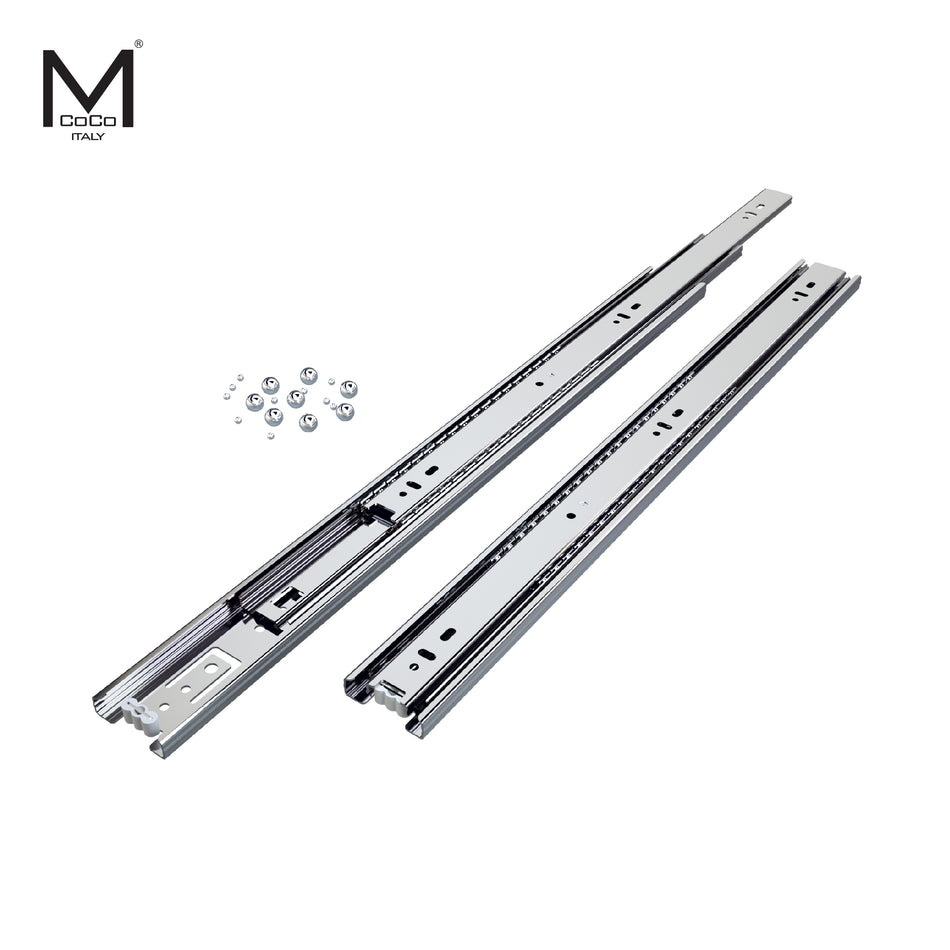 Mcoco Drawer Railing Non Soft Closing Full Extension Ball Bearing Slide, Sizes 400 & 600mm Zinc Plated - S4501A