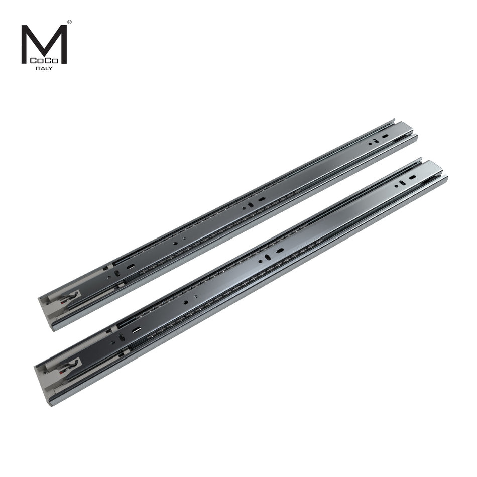 Mcoco Drawer Railing Push Open Full Extension Ball Bearing Slide, Sizes 300-450mm, Zinc Plated - S4503