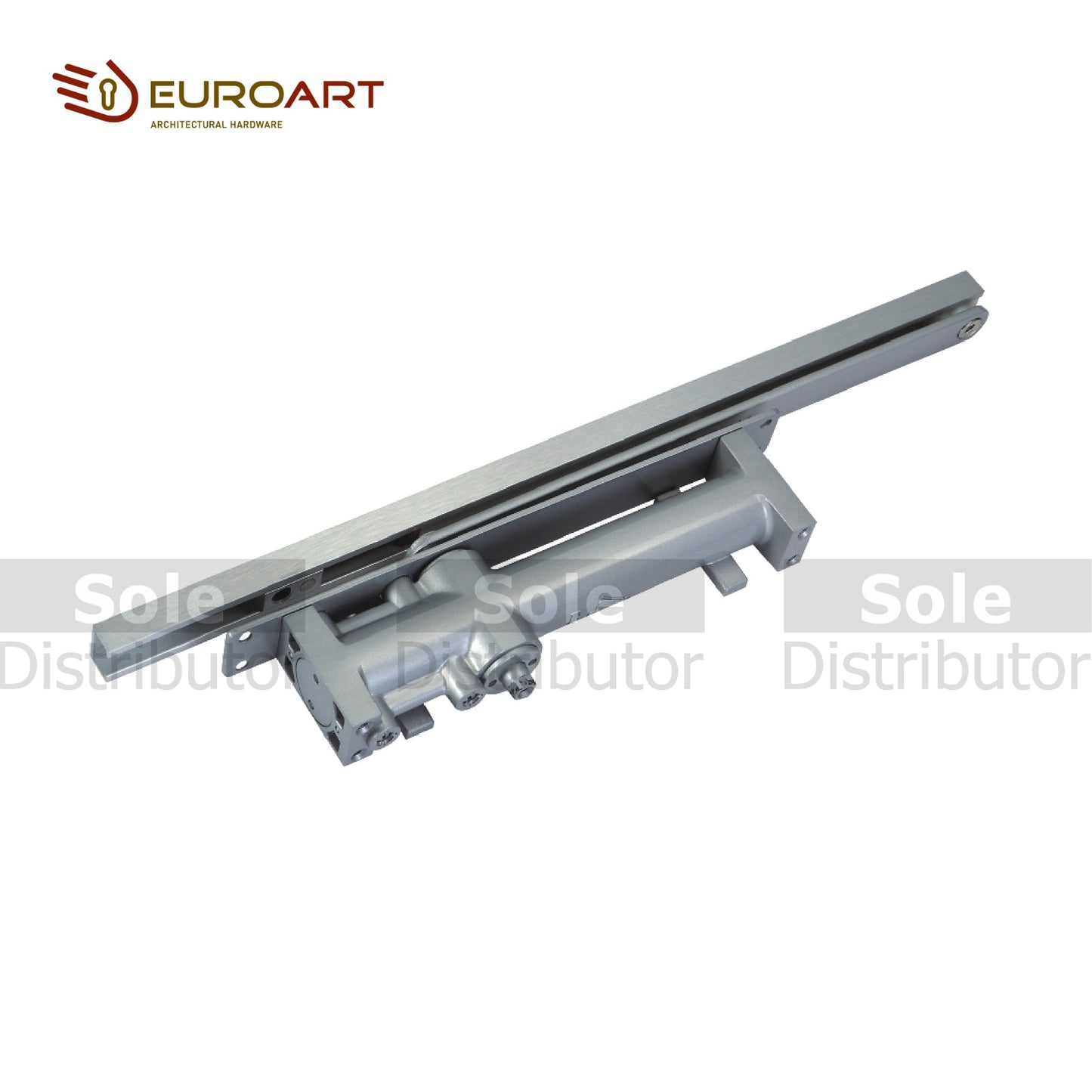Euroart Concealed Door Closer, 120° Opening Angle, Max Door Width 1200mm, Max Door Weight 100Kg Silver Finish - DC7025SIL