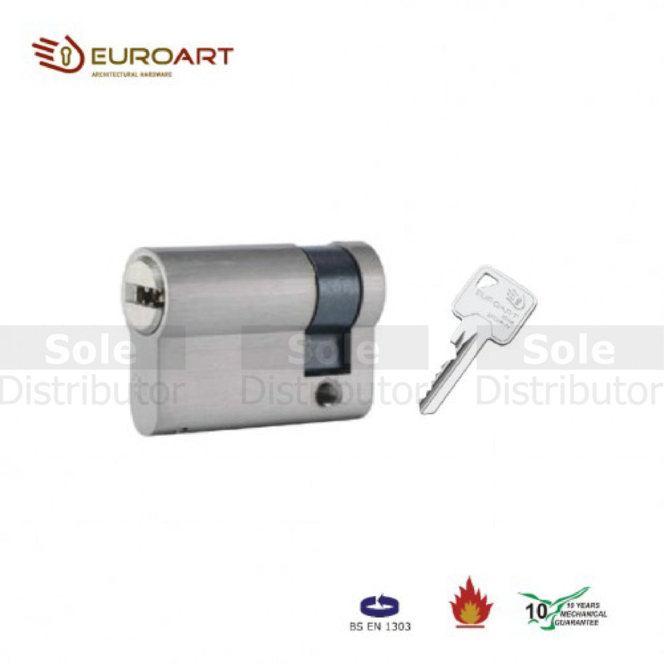 EuroArt Half Cylinder With 3 Keys Size 45mm SN,MAB & MBL Finish - CYD145