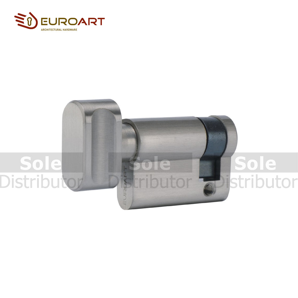 EuroArt Single Thumb Turn Cylinder, Size 45mm, SN,MAB & MBL Finish - CYD545