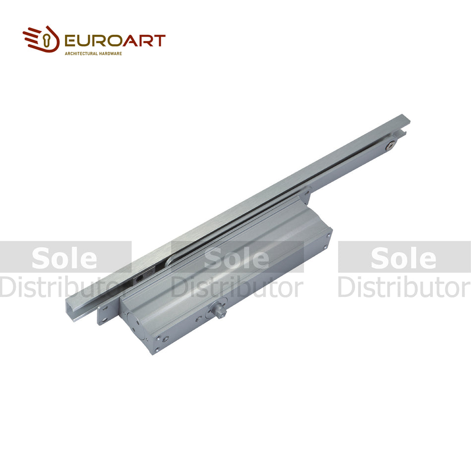 EuroArt Concealed Door Closer, 120° Opening Angle, Max Door Width 1100mm, Max Door Weight 80Kg Silver Finish   - DC7004SIL