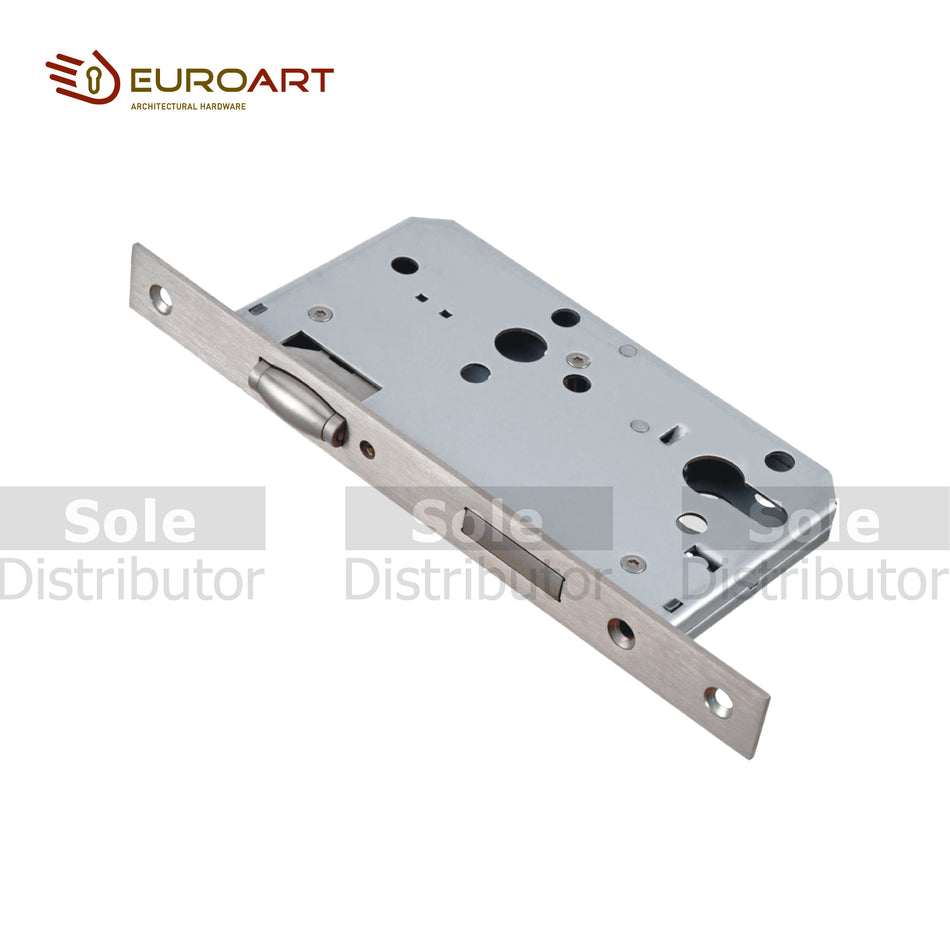 EuroArt Roller Bolt Dead Lock Body Backset 55/60mm Antique Brass & Satin Stainless Steel Finish - DLA0055RL