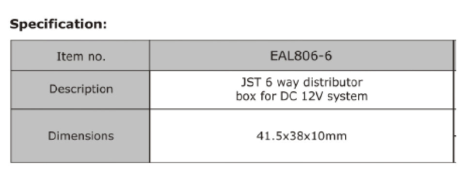 EuorArt Led Driver Switch, JST 6 Ways Distributor Box DC12V පද්ධතිය - EA-L806-6