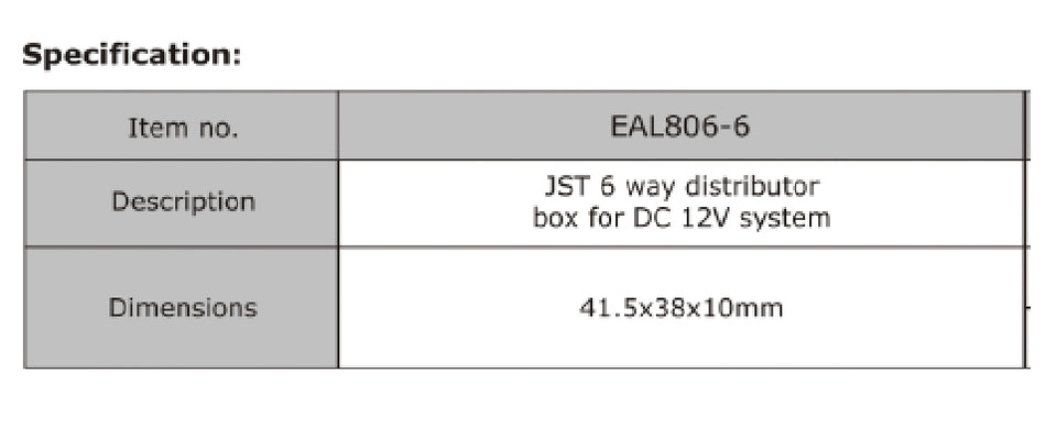 EuorArt Led Driver Switch, JST 6 Ways Distributor Box DC12V System - EA-L806-6