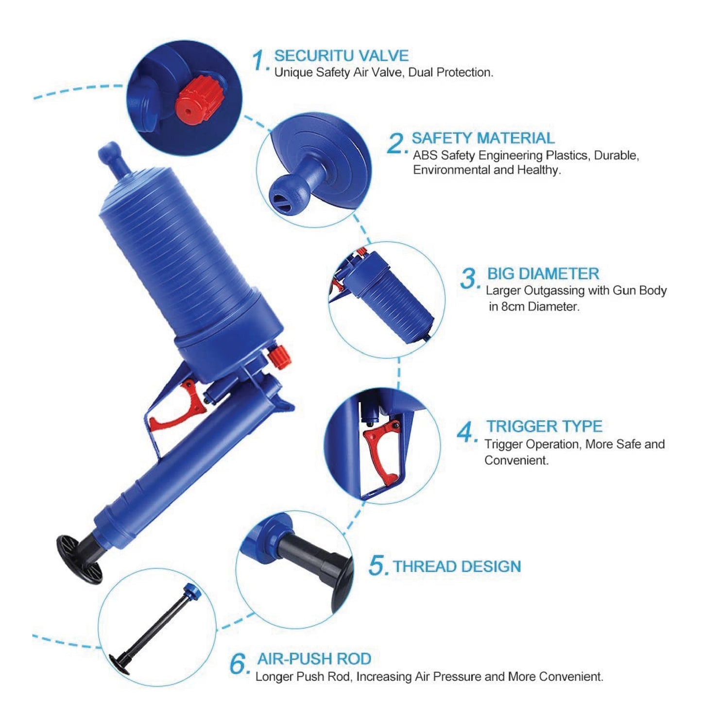 Mcoco Air Drain Blaster (PaoPaoTong) Plastic Black & Blue (Set) - GCAIRDRAINBLASTER