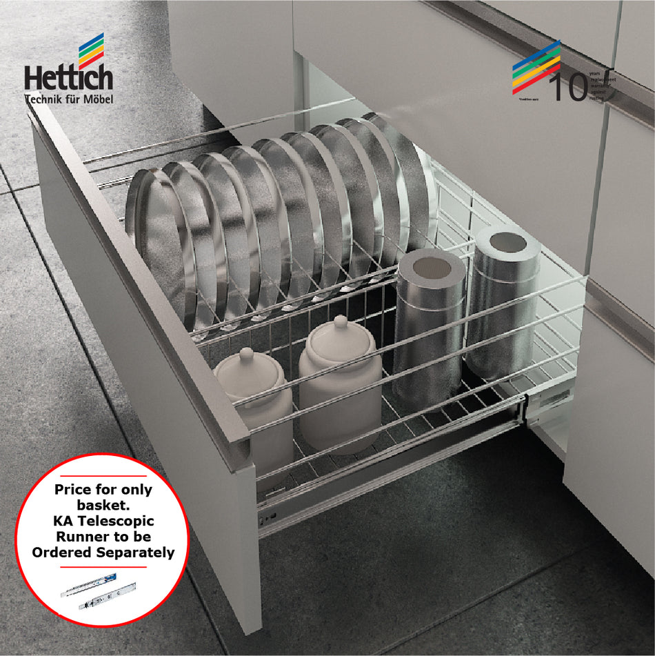 Hettich Cargo Tech M Thali / Jar Wire Basket (Plate Rack), Size 536x500x200mm, Stainless Steel - HT919432100