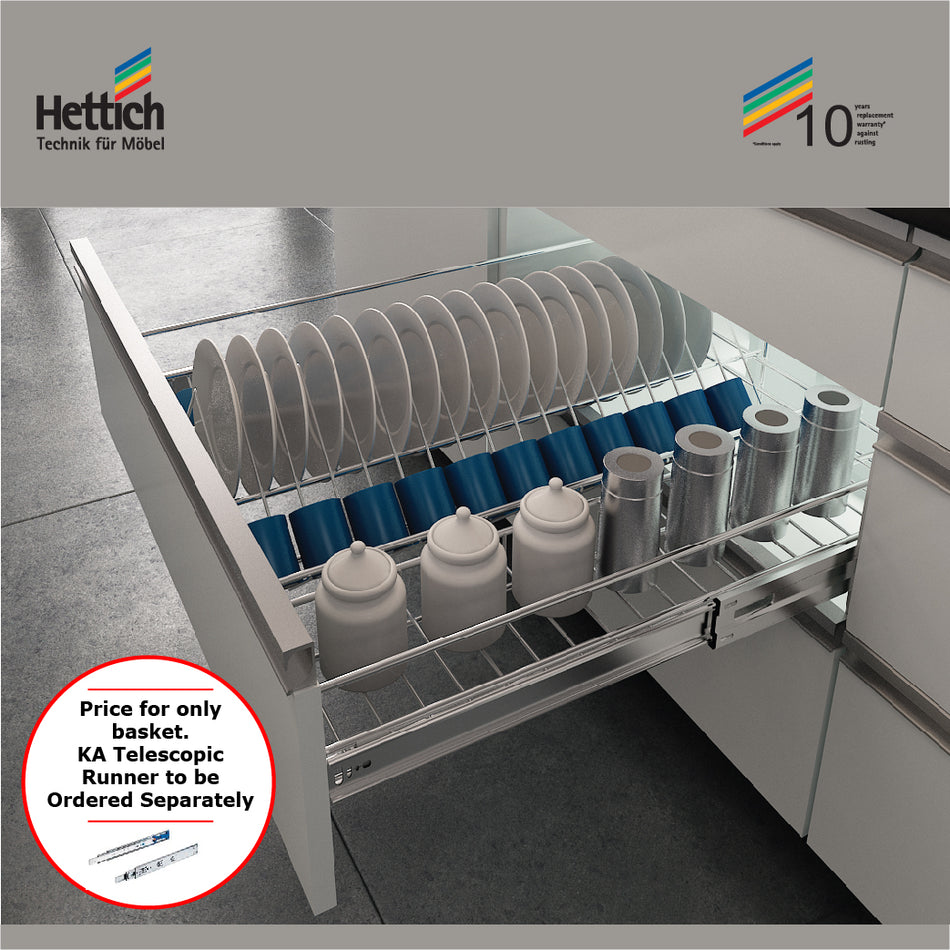 Hettich Cargotech M Cup & Saucer Wire Basket, Size 536x500x100, Stainless Steel -HT919432000